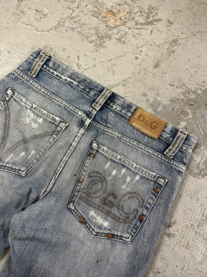 2000s Dolce & Gabbana Distressed Blue Denim Jeans vMcHkWl 8
