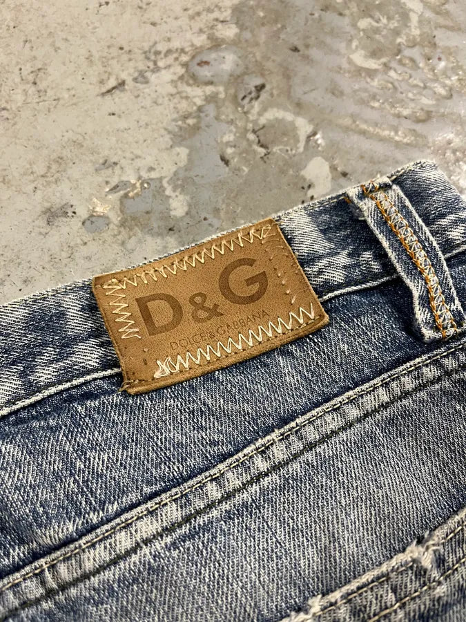 2000s Dolce & Gabbana Distressed Blue Denim Jeans vMcHkWl 9