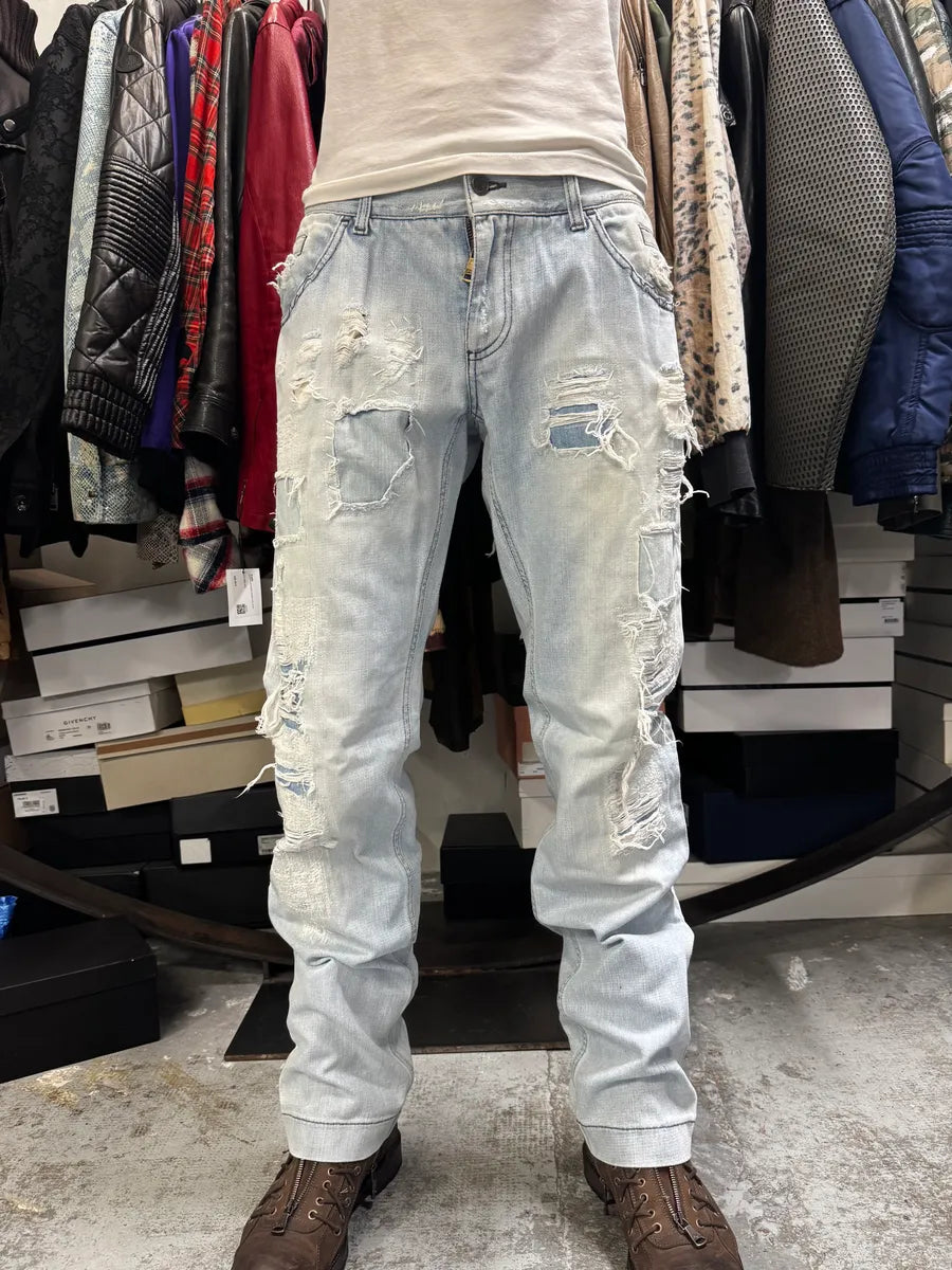 2000s Dolce & Gabbana Distressed Blue Denim Jeans ajzlBkm 1