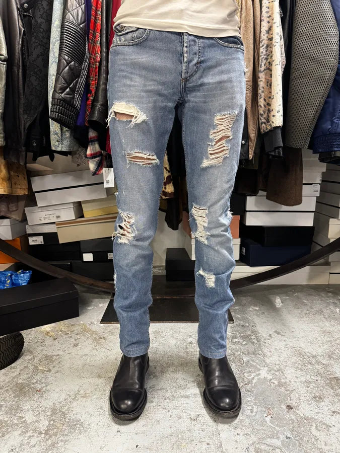 2000s Dolce & Gabbana Distressed Blue Slim Denim Jeans QjuxChS 0