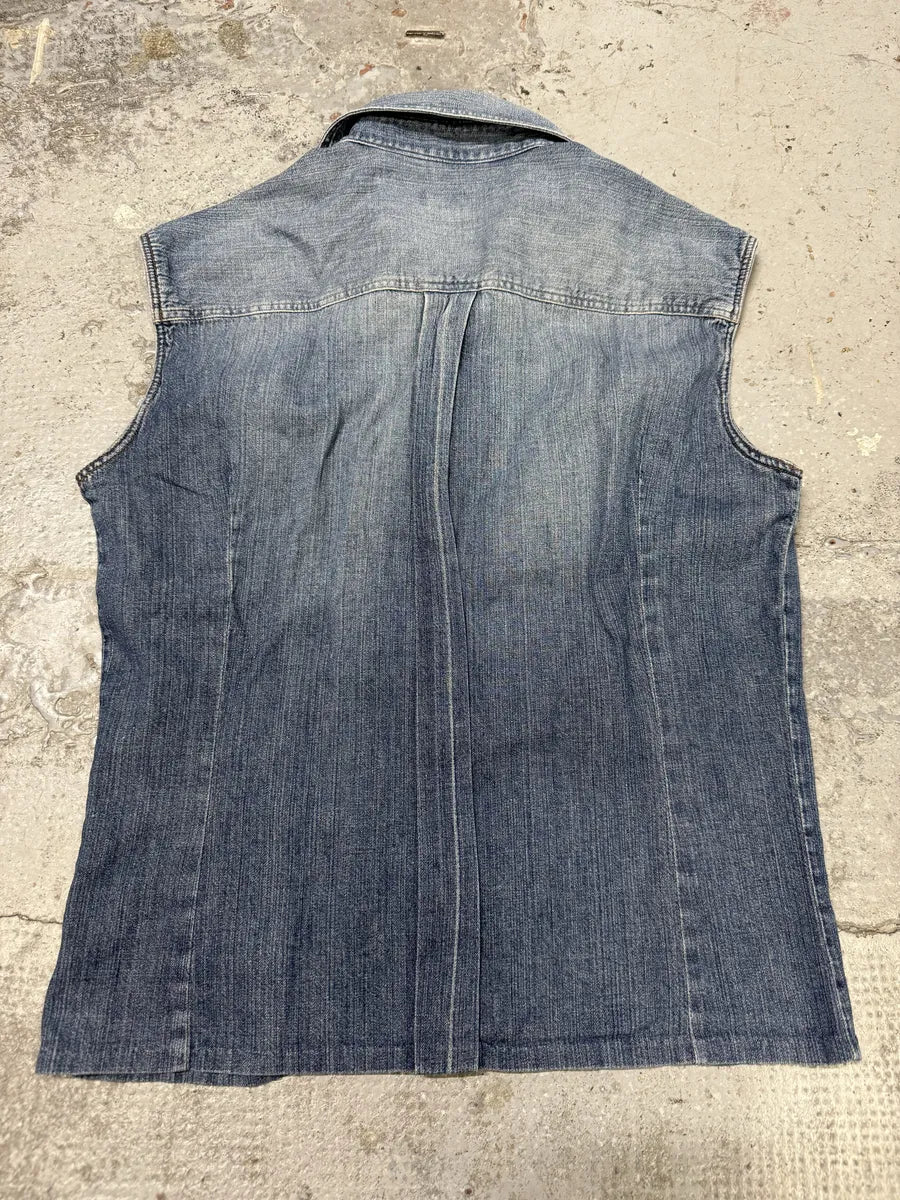 2000s Dolce & Gabbana Distressed Blue Denim Vest NgtSlLt 1