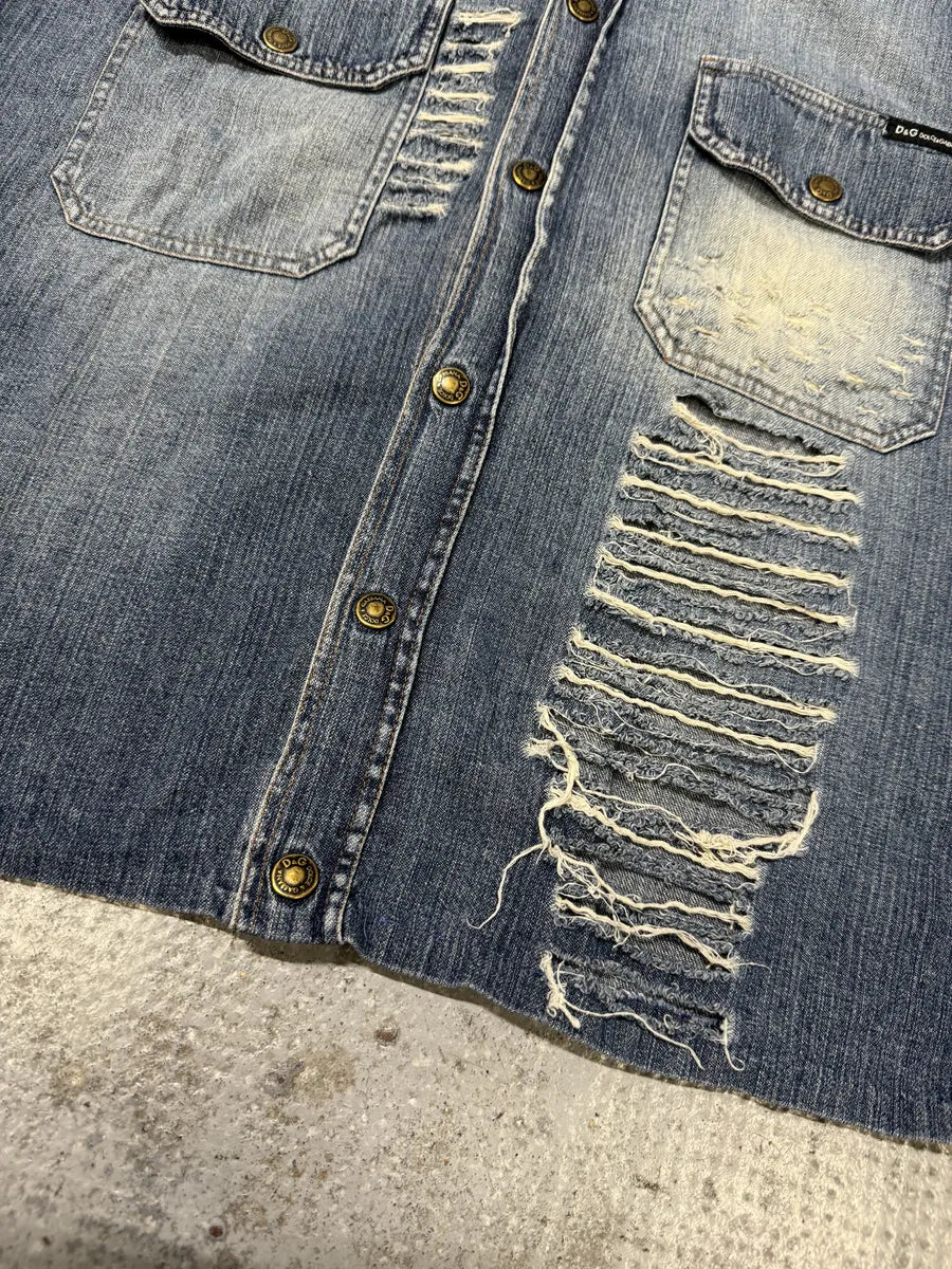 2000s Dolce & Gabbana Distressed Blue Denim Vest NgtSlLt 4