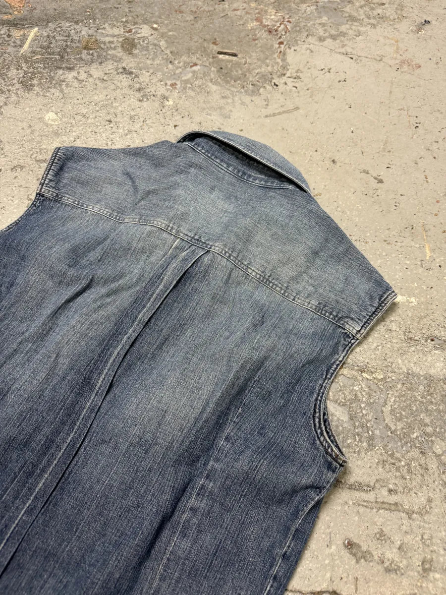 2000s Dolce & Gabbana Distressed Blue Denim Vest NgtSlLt 5
