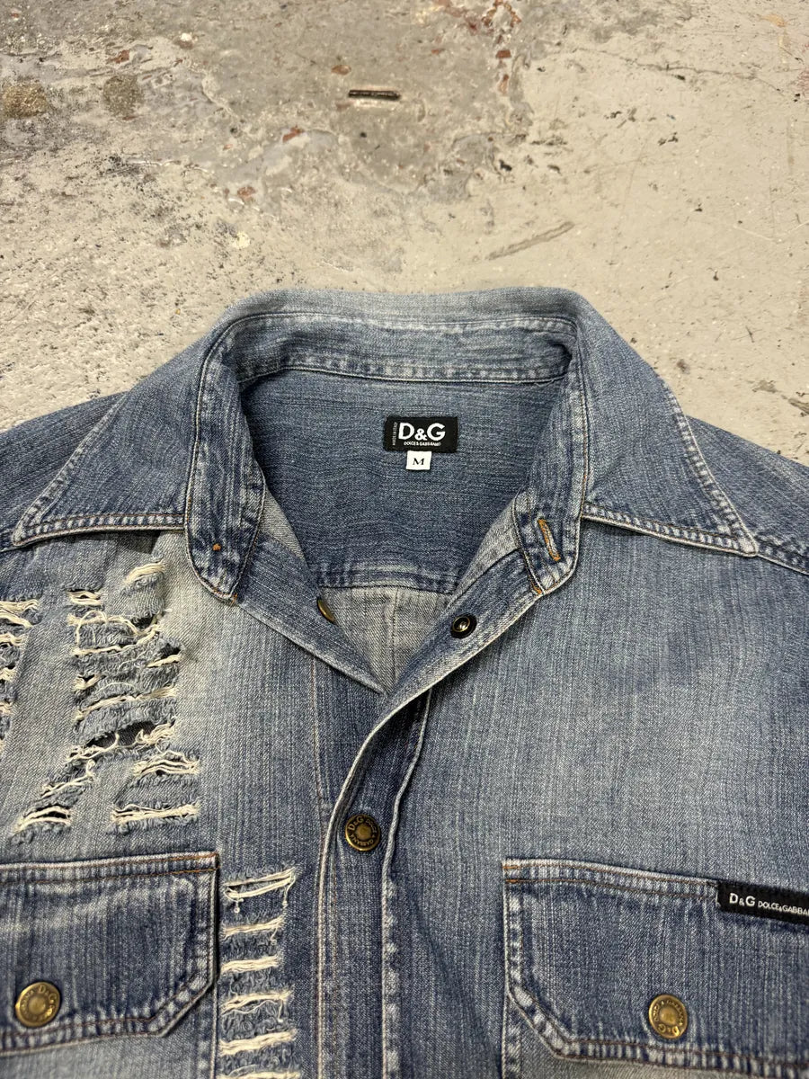 2000s Dolce & Gabbana Distressed Blue Denim Vest NgtSlLt 8