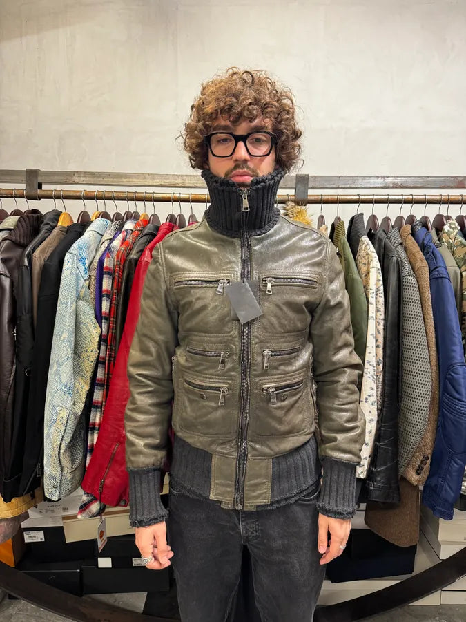 2000s Dolce & Gabbana Distressed Brown Multi-Zip Leather Jacket kaaygYg 1