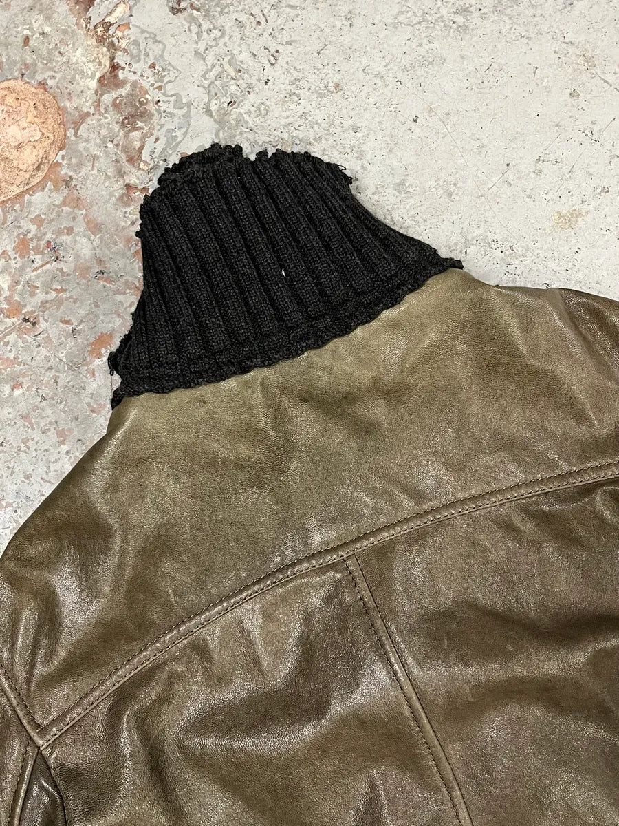 2000s Dolce & Gabbana Distressed Brown Multi-Zip Leather Jacket kaaygYg 6