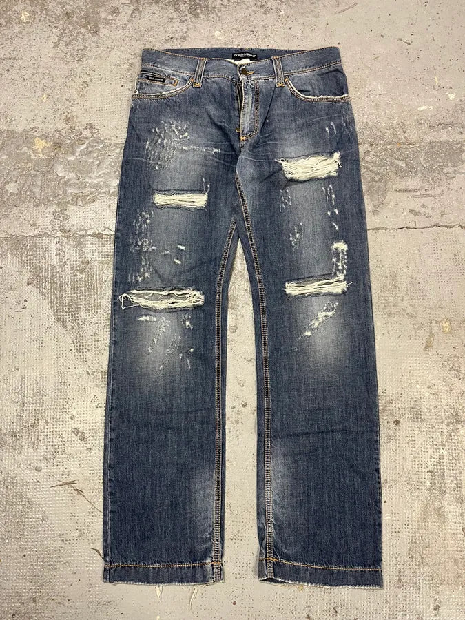 2000s Dolce & Gabbana Distressed Denim Jeans QpNxQjP 0