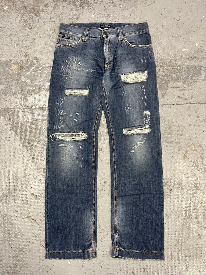 2000s Dolce & Gabbana Distressed Denim Jeans QpNxQjP 1