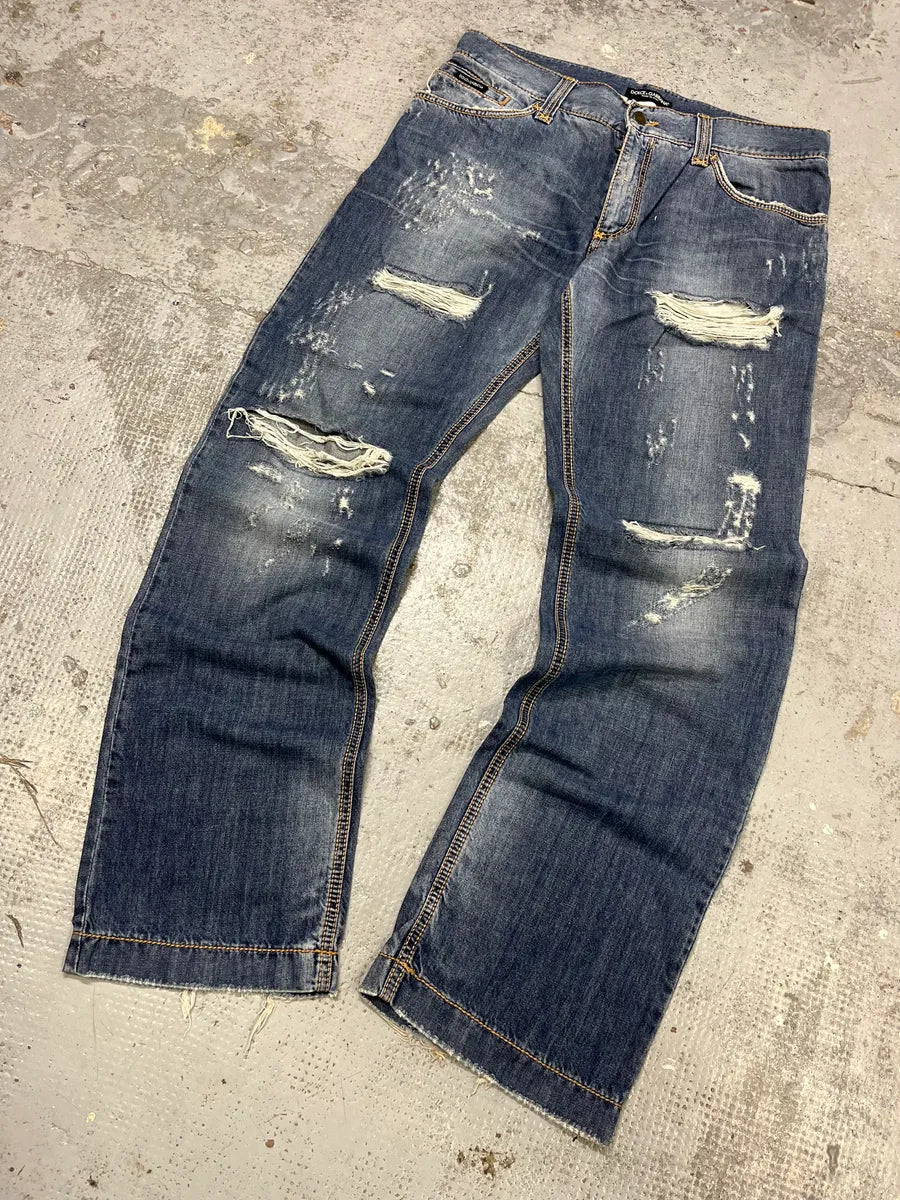 2000s Dolce & Gabbana Distressed Denim Jeans QpNxQjP 4