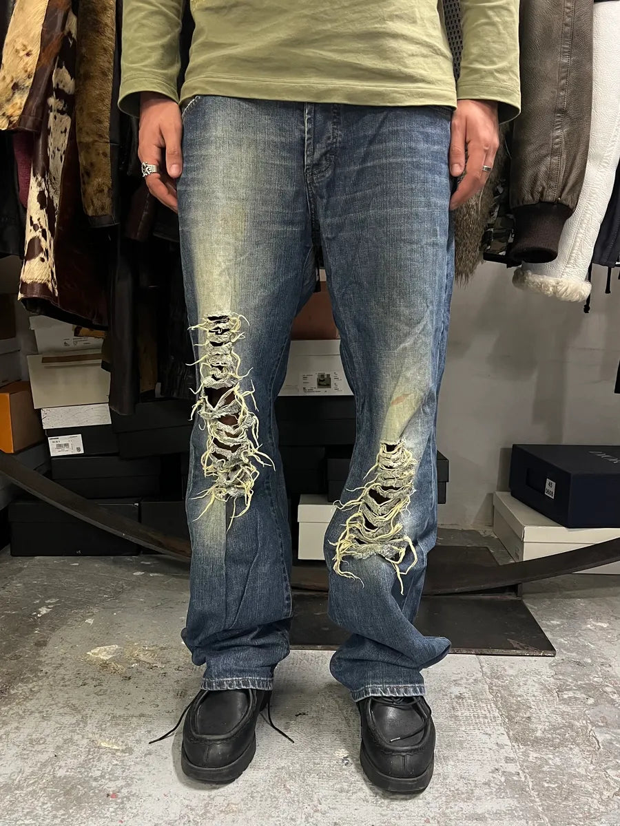 2000s Dolce & Gabbana Distressed Faded Blue Denim Jeans KIompwL 1