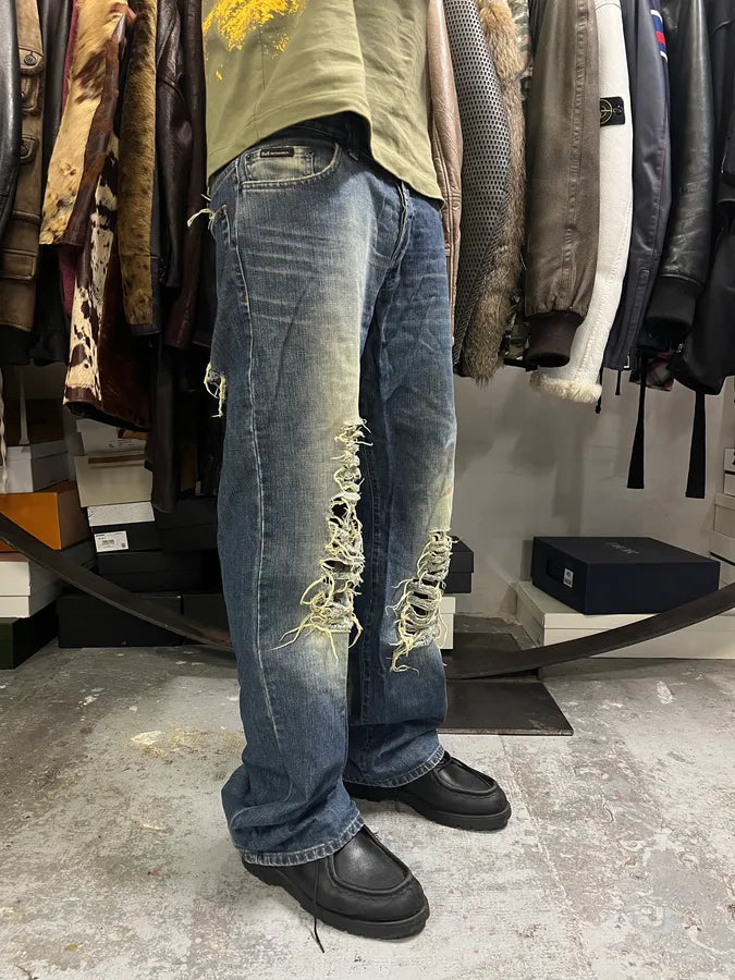 2000s Dolce & Gabbana Distressed Faded Blue Denim Jeans KIompwL 2
