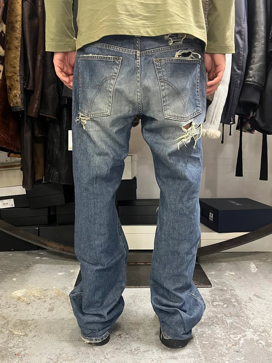 2000s Dolce & Gabbana Distressed Faded Blue Denim Jeans KIompwL 3