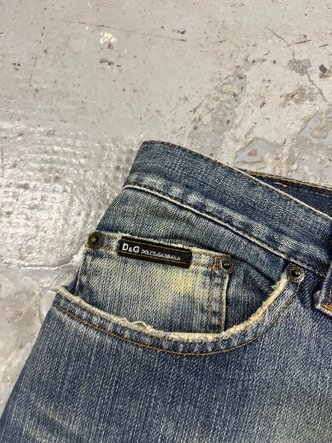 2000s Dolce & Gabbana Distressed Faded Blue Denim Jeans KIompwL 6
