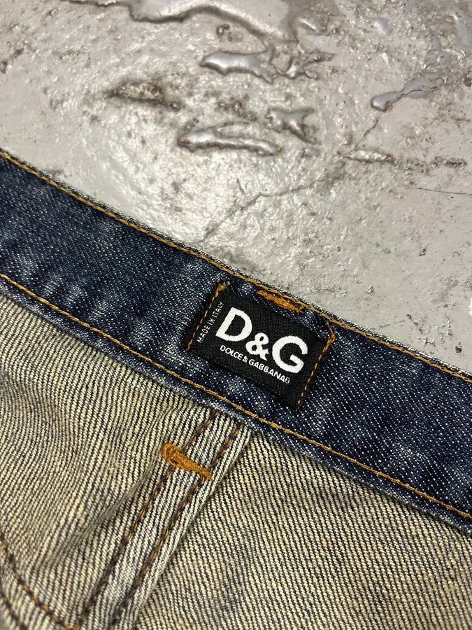 2000s Dolce & Gabbana Distressed Faded Blue Denim Jeans KIompwL 9