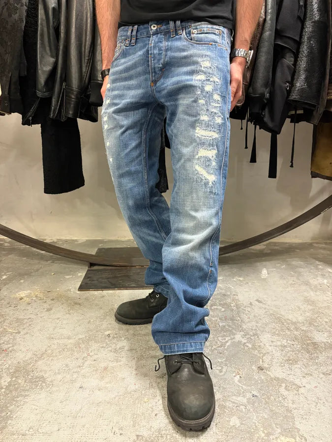 2000s Dolce & Gabbana Distressed Faded Blue Denim Jeans (M/L) efXZyxD 1