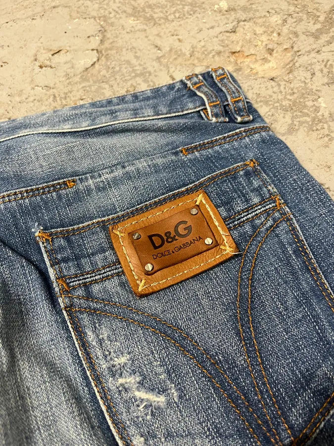 2000s Dolce & Gabbana Distressed Faded Blue Denim Jeans (M/L) efXZyxD 10
