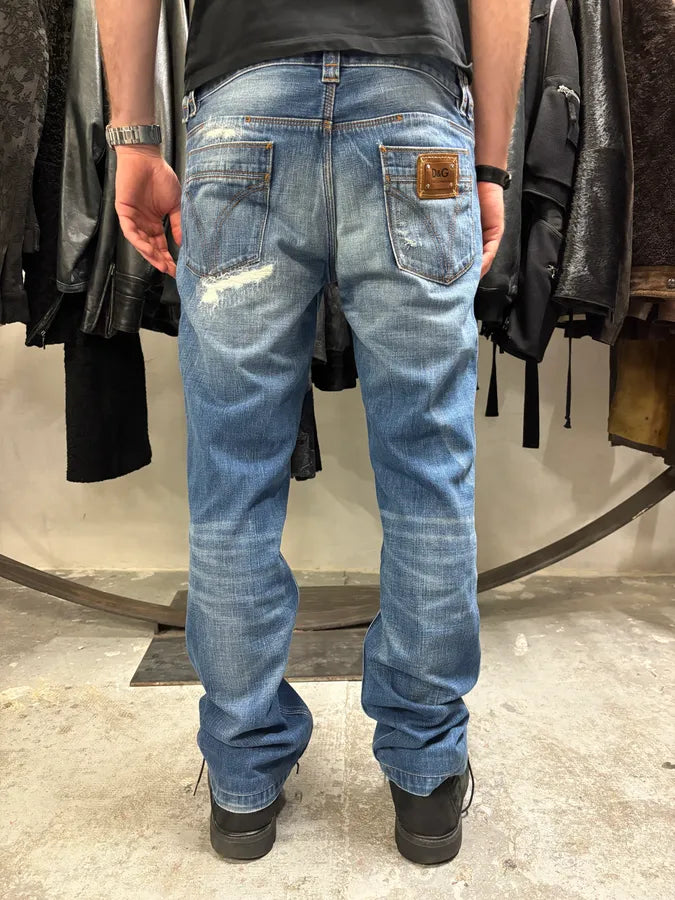 2000s Dolce & Gabbana Distressed Faded Blue Denim Jeans (M/L) efXZyxD 3