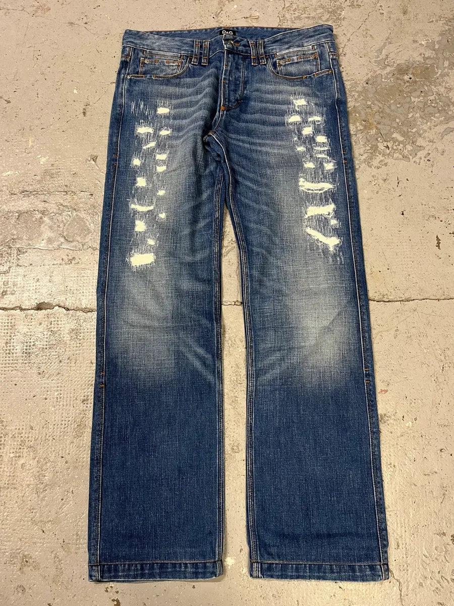 2000s Dolce & Gabbana Distressed Faded Blue Denim Jeans (M/L) efXZyxD 4