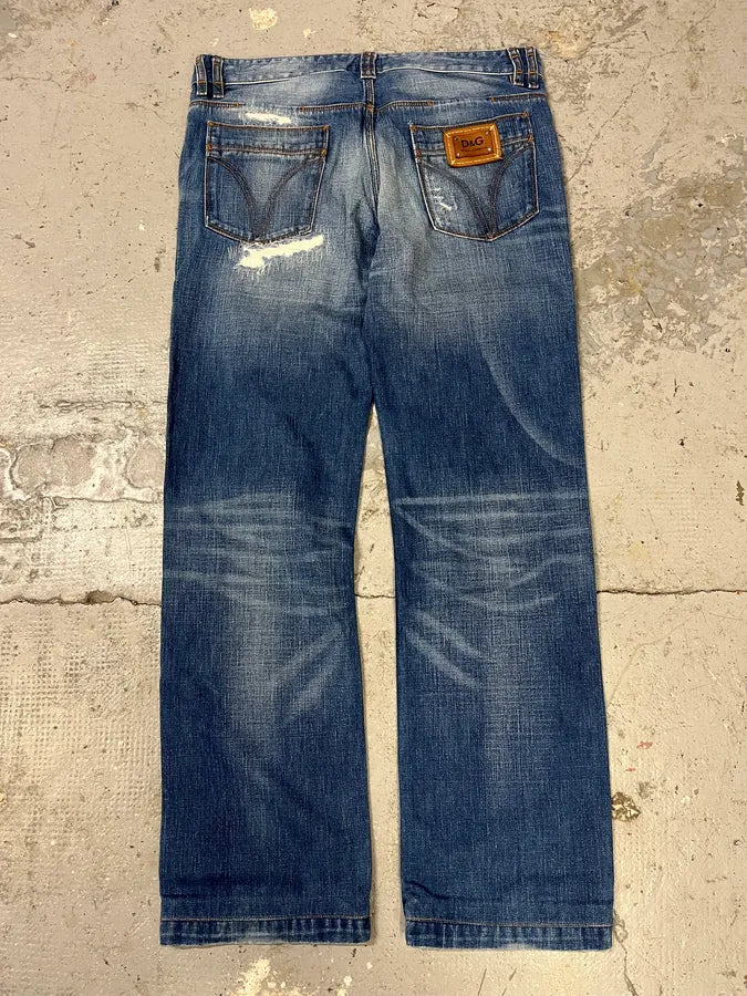 2000s Dolce & Gabbana Distressed Faded Blue Denim Jeans (M/L) efXZyxD 8