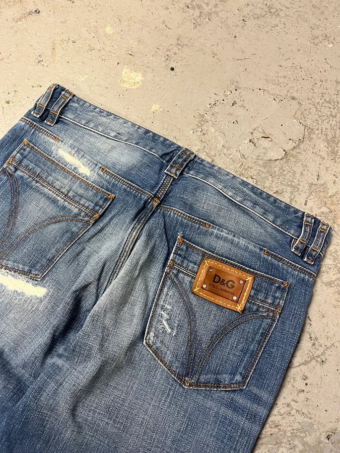 2000s Dolce & Gabbana Distressed Faded Blue Denim Jeans (M/L) efXZyxD 9