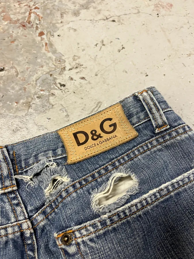 2000s Dolce & Gabbana Distressed Faded Blue Denim Jeans VIKlajn 10