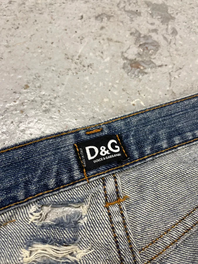 2000s Dolce & Gabbana Distressed Faded Blue Denim Jeans VIKlajn 12
