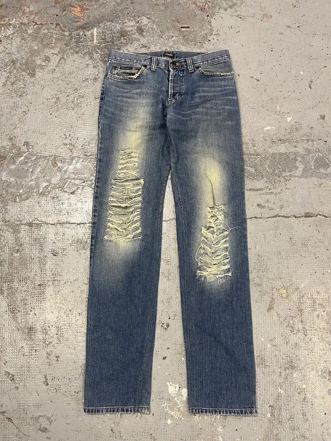 2000s Dolce & Gabbana Distressed Faded Blue Denim Jeans VIKlajn 2