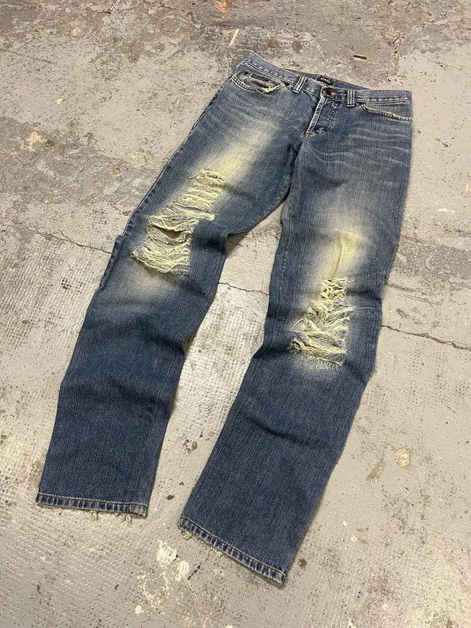 2000s Dolce & Gabbana Distressed Faded Blue Denim Jeans VIKlajn 3
