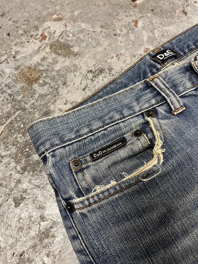 2000s Dolce & Gabbana Distressed Faded Blue Denim Jeans VIKlajn 7