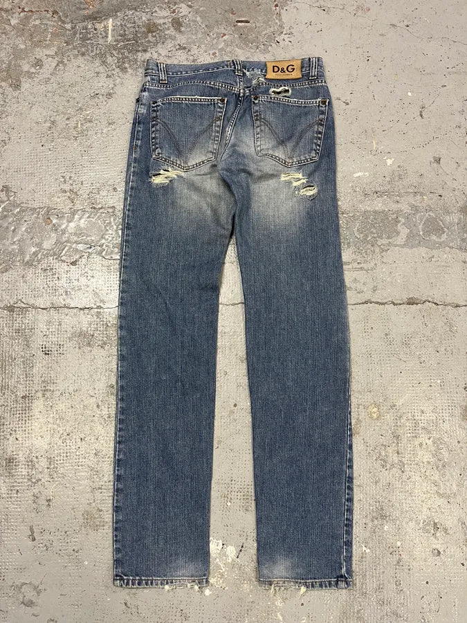 2000s Dolce & Gabbana Distressed Faded Blue Denim Jeans VIKlajn 8