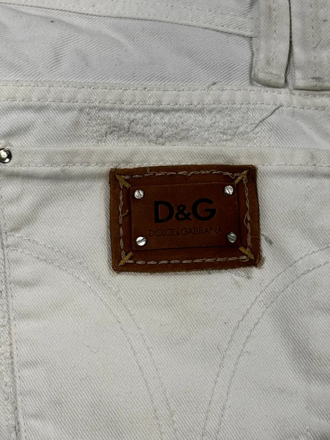 2000s Dolce & Gabbana Distressed Flared White Jeans fNsWrsx 7