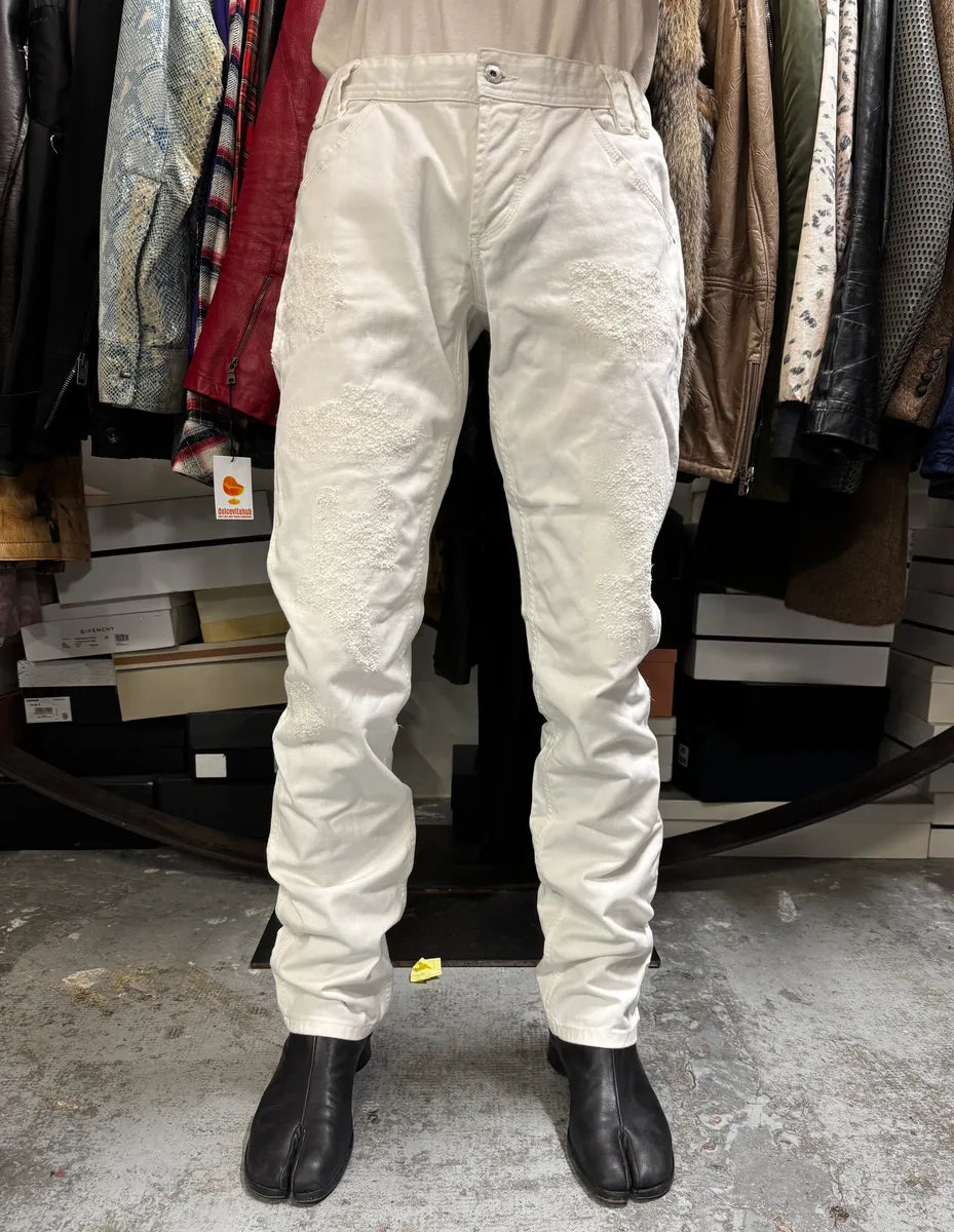 2000s Dolce & Gabbana Distressed Flared White Jeans fNsWrsx 1