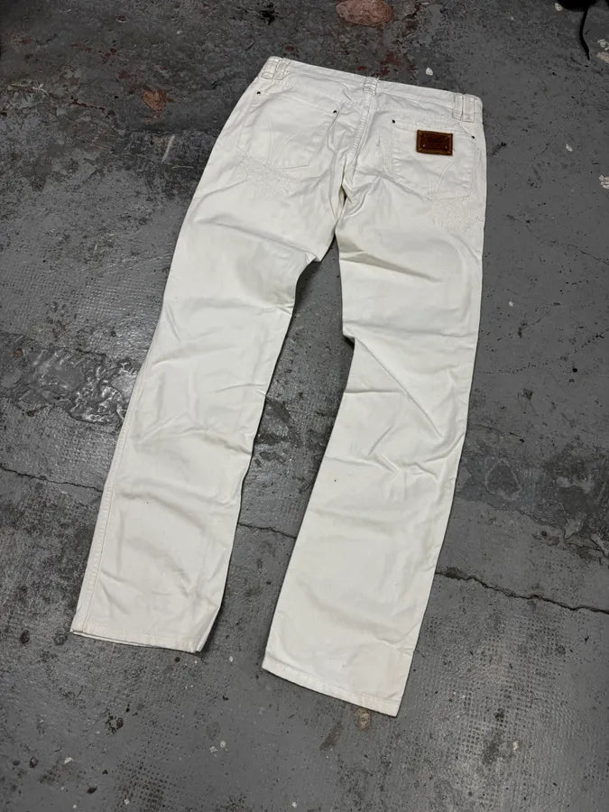 2000s Dolce & Gabbana Distressed Flared White Jeans fNsWrsx 5