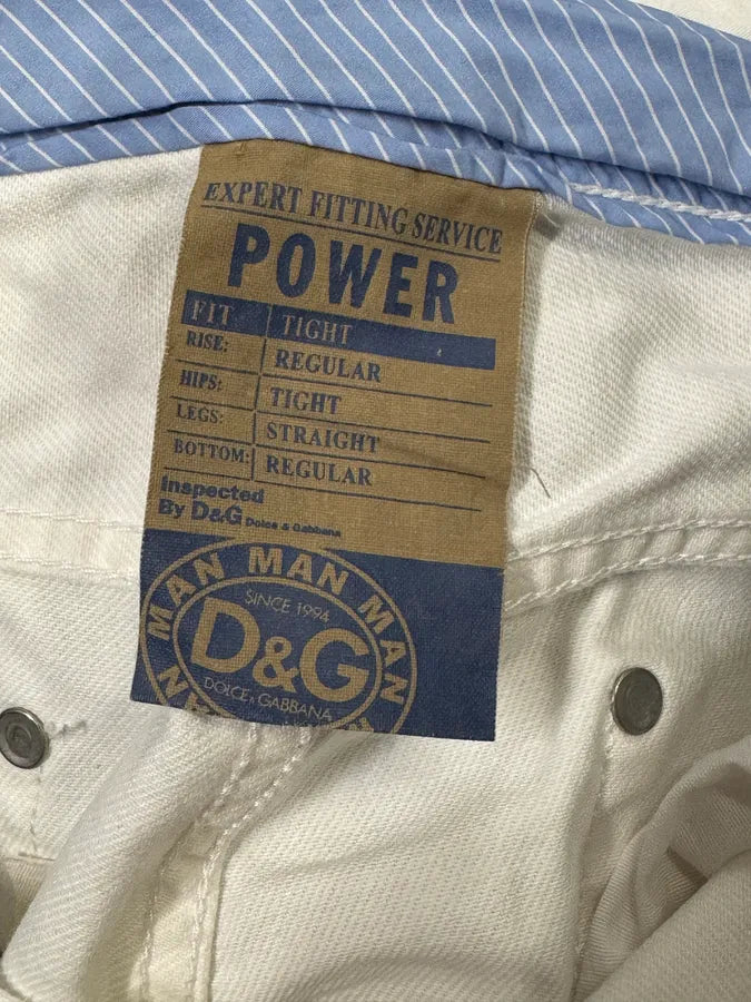 2000s Dolce & Gabbana Distressed Flared White Jeans fNsWrsx 9