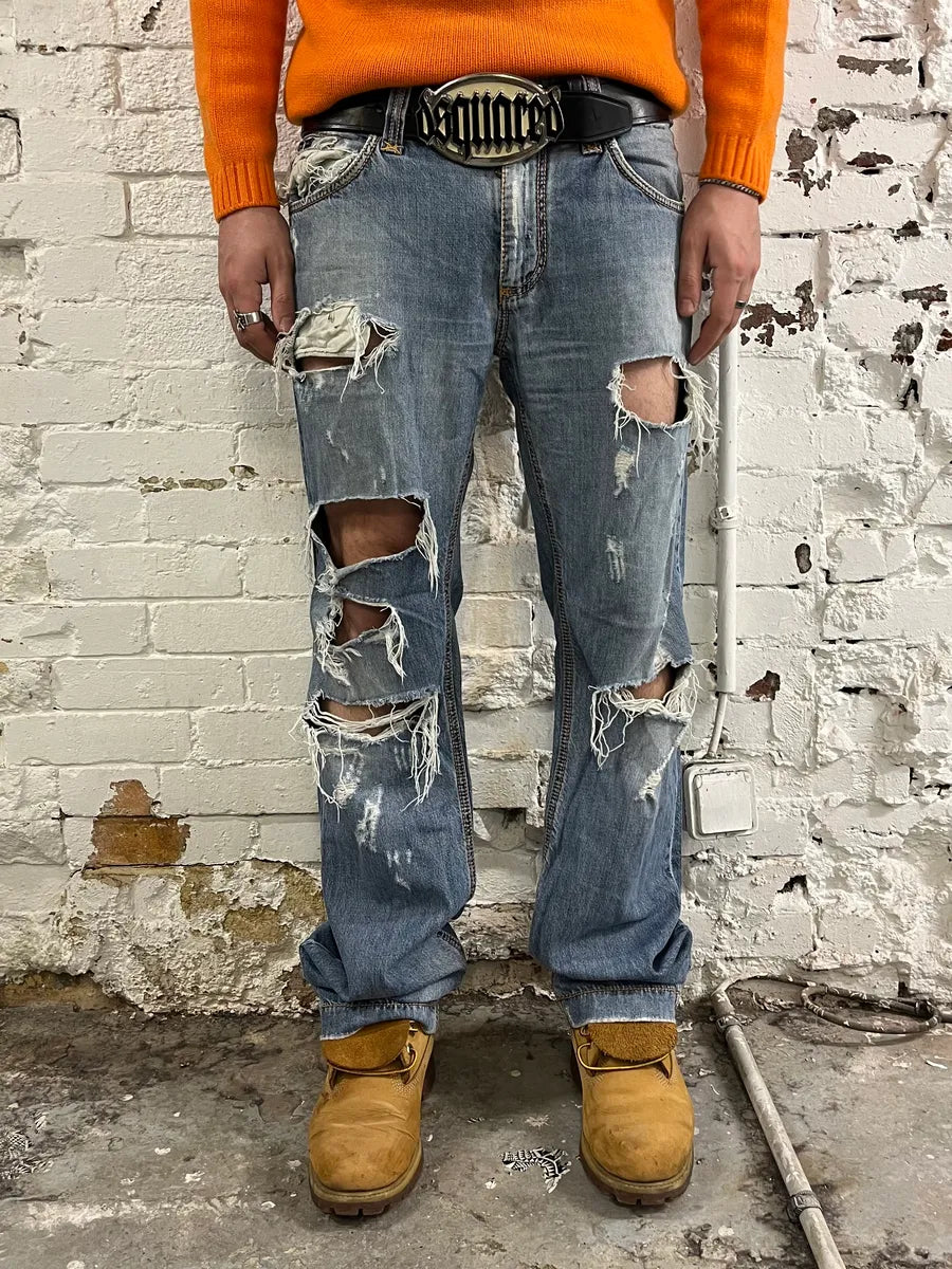 2000s Dolce & Gabbana Distressed Light Blue Jeans unIxuzD 0
