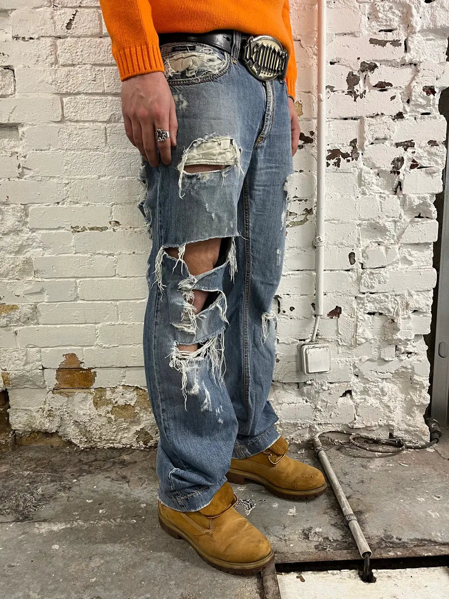 2000s Dolce & Gabbana Distressed Light Blue Jeans unIxuzD 1