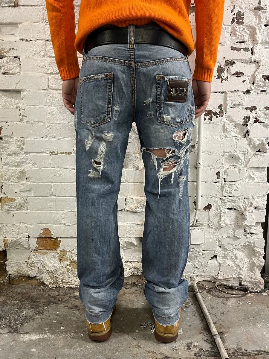 2000s Dolce & Gabbana Distressed Light Blue Jeans unIxuzD 2