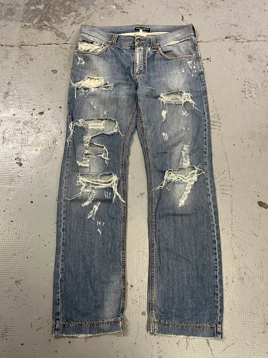 2000s Dolce & Gabbana Distressed Light Blue Jeans unIxuzD 3