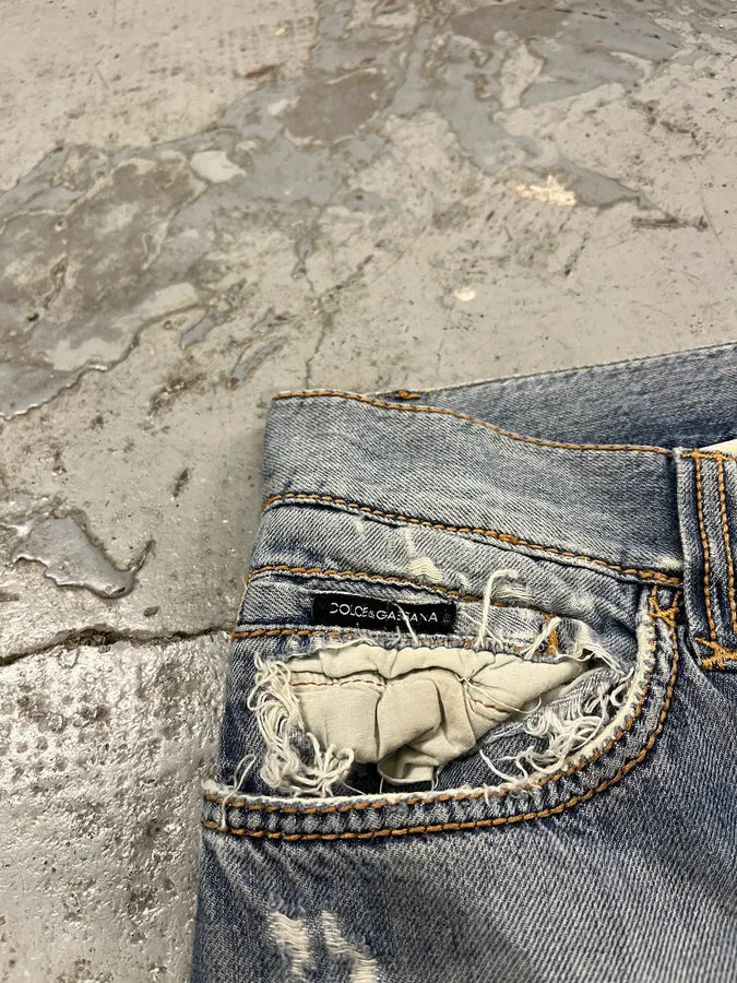 2000s Dolce & Gabbana Distressed Light Blue Jeans unIxuzD 6
