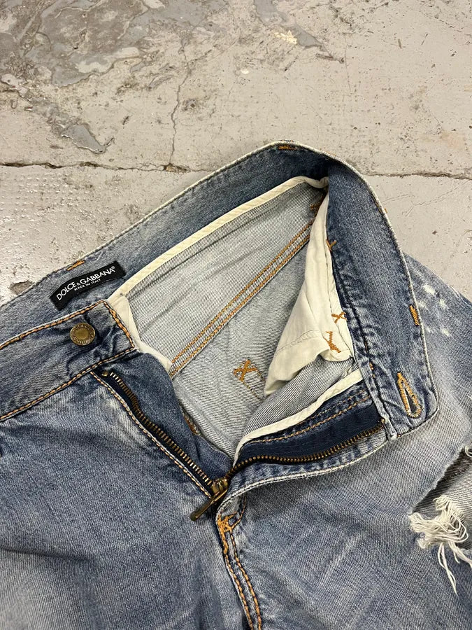 2000s Dolce & Gabbana Distressed Light Blue Jeans unIxuzD 9