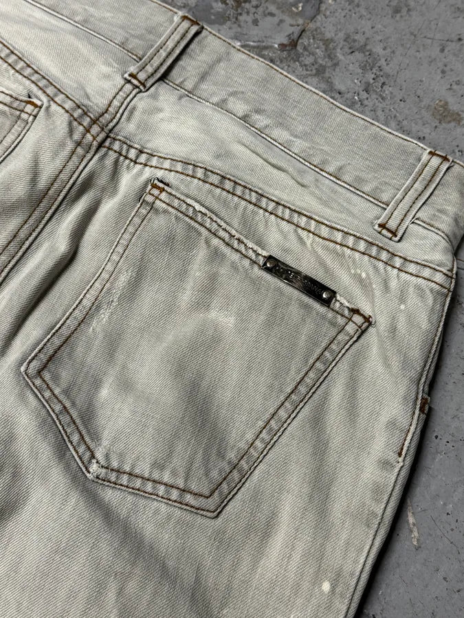 2000s Dolce & Gabbana Distressed Painted Grey Denim Jeans PjyrBnw 3