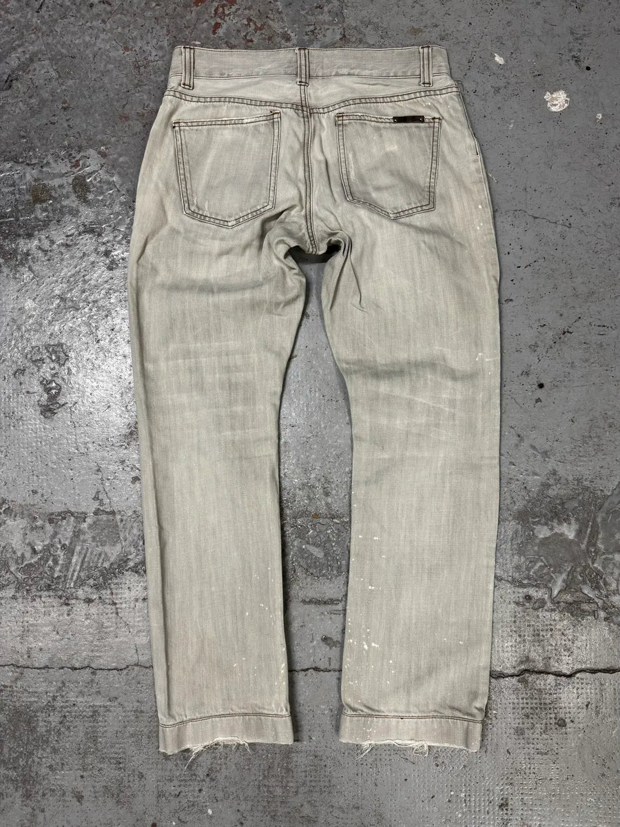2000s Dolce & Gabbana Distressed Painted Grey Denim Jeans PjyrBnw 4