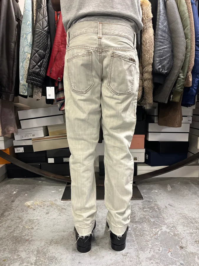 2000s Dolce & Gabbana Distressed Painted Grey Denim Jeans PjyrBnw 5