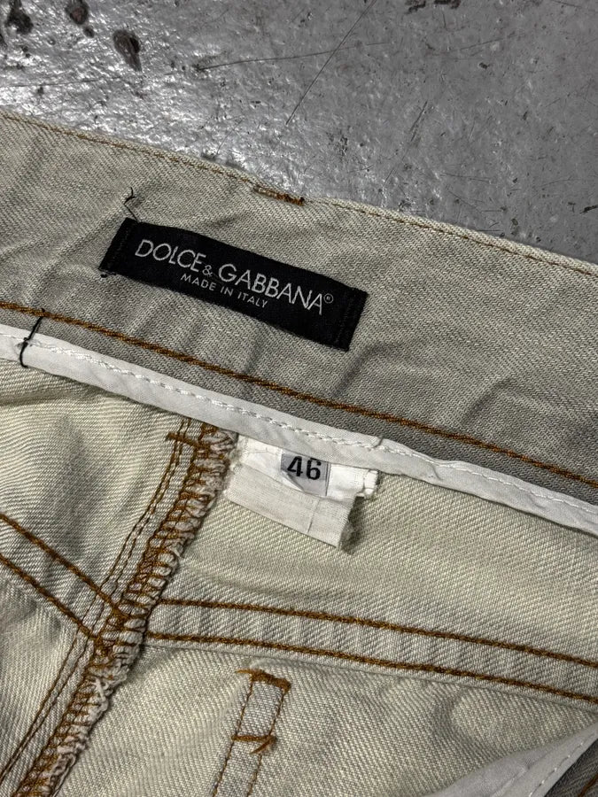 2000s Dolce & Gabbana Distressed Painted Grey Denim Jeans PjyrBnw 7