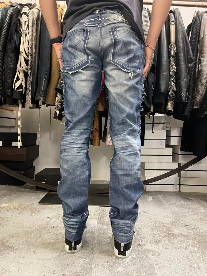 2000s Dolce & Gabbana Distressed Stonewashed Effegt Blue Denim Jeans GEvxJnr 3