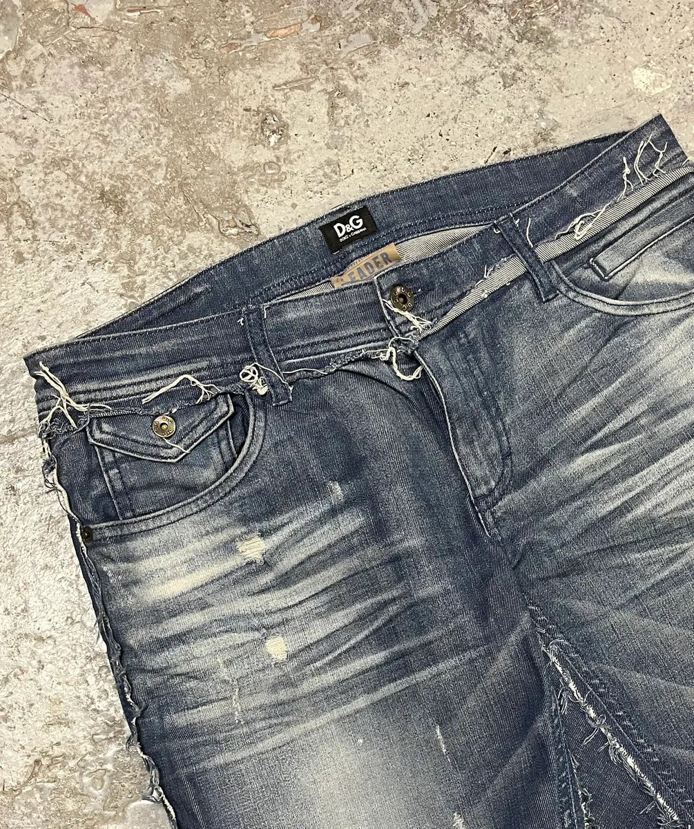 2000s Dolce & Gabbana Distressed Stonewashed Effegt Blue Denim Jeans GEvxJnr 5