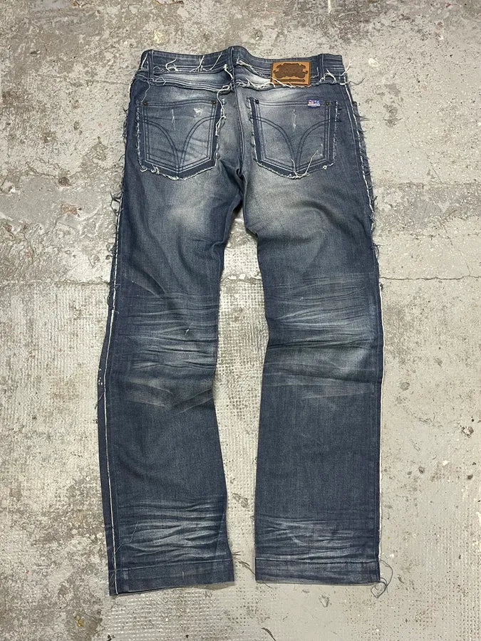 2000s Dolce & Gabbana Distressed Stonewashed Effegt Blue Denim Jeans GEvxJnr 6