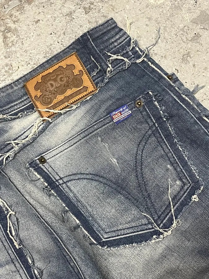 2000s Dolce & Gabbana Distressed Stonewashed Effegt Blue Denim Jeans GEvxJnr 7