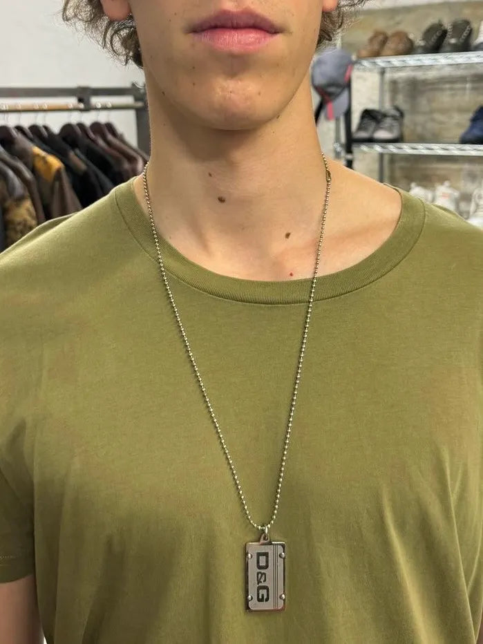 2000s Dolce & Gabbana Dog Tag Ball Chain Necklace (OS) hPOpLcc 1