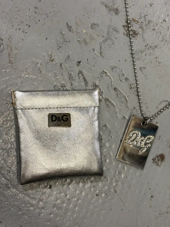 2000s Dolce & Gabbana Dog Tag Pave Logo Necklace laxXlcJ 5